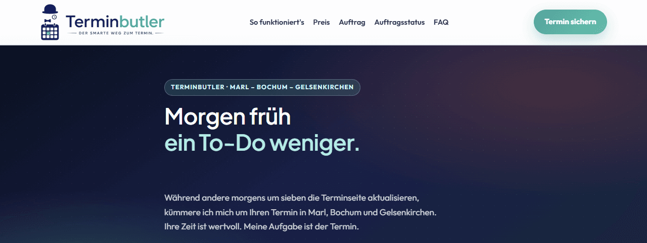 Terminbutler – Oberfläche des digitalen Terminassistenten