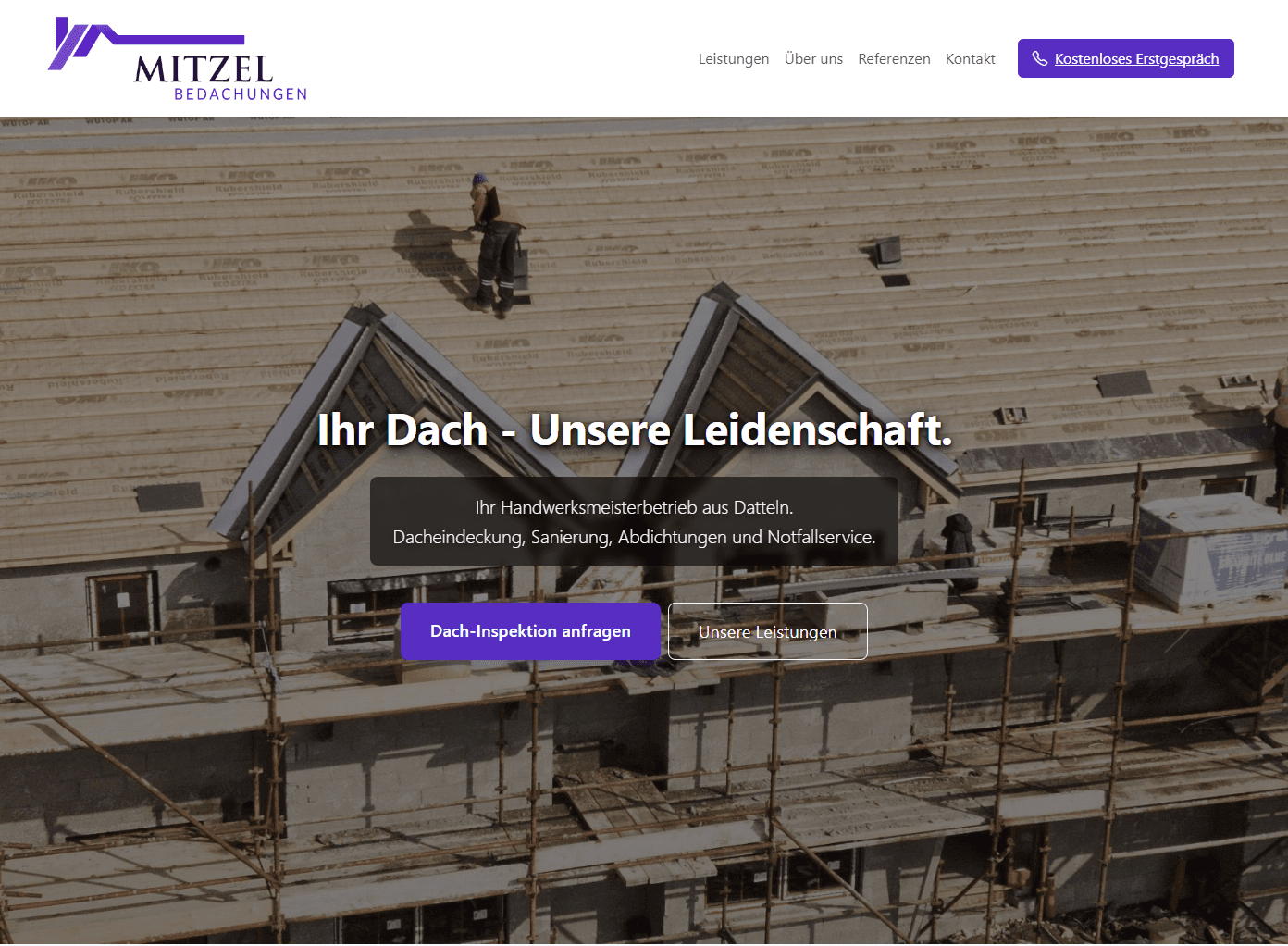 MITZEL Bedachungen Screenshot